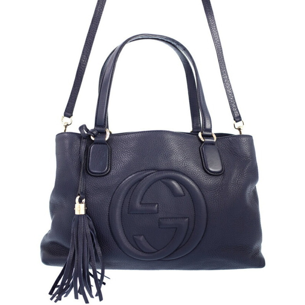 Gucci Shoulder SOHO Leather Working Tote Black 2way Bag - Picture 2 of 9